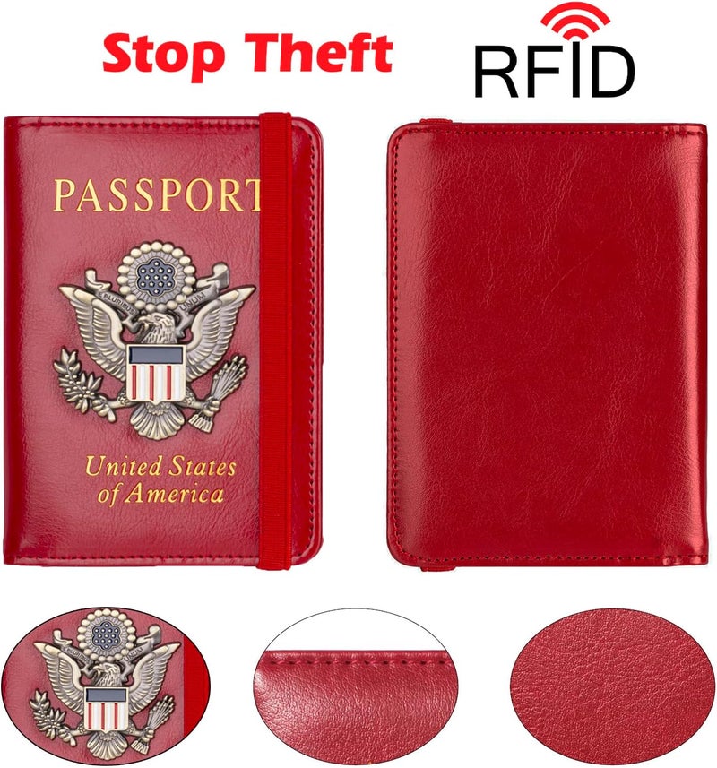 FACATH Premium Passport Holder for Travel, RFID Blocking Passport Cover Slim, Durable & Travel-Friendly, Passport Wallet Keep Your Documents Safe & Organized (Red) - Image 4